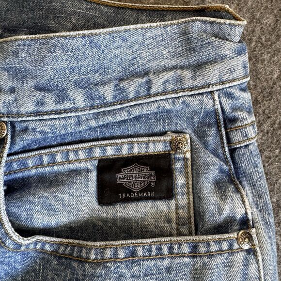 Vtg Y2K Harley Davidson Womens Side Snap Legs Boot Cut Biker Jeans - Picture 7 of 14